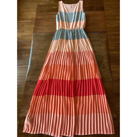 Tommy Hilfiger Spring Summer Long Blouson Maxi Dress Peachy Beachy Preppy Size 6 - Picture 2 of 14